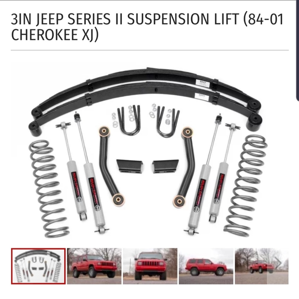 Rough country 3" lift kit for 84 to 01 jeep cherok